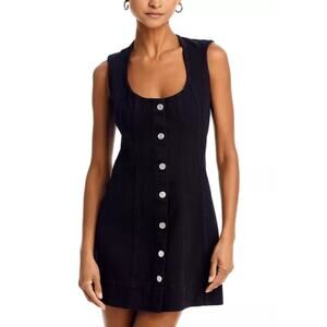 NWT FRAME Seamed denim scoop mini dress size 2 black